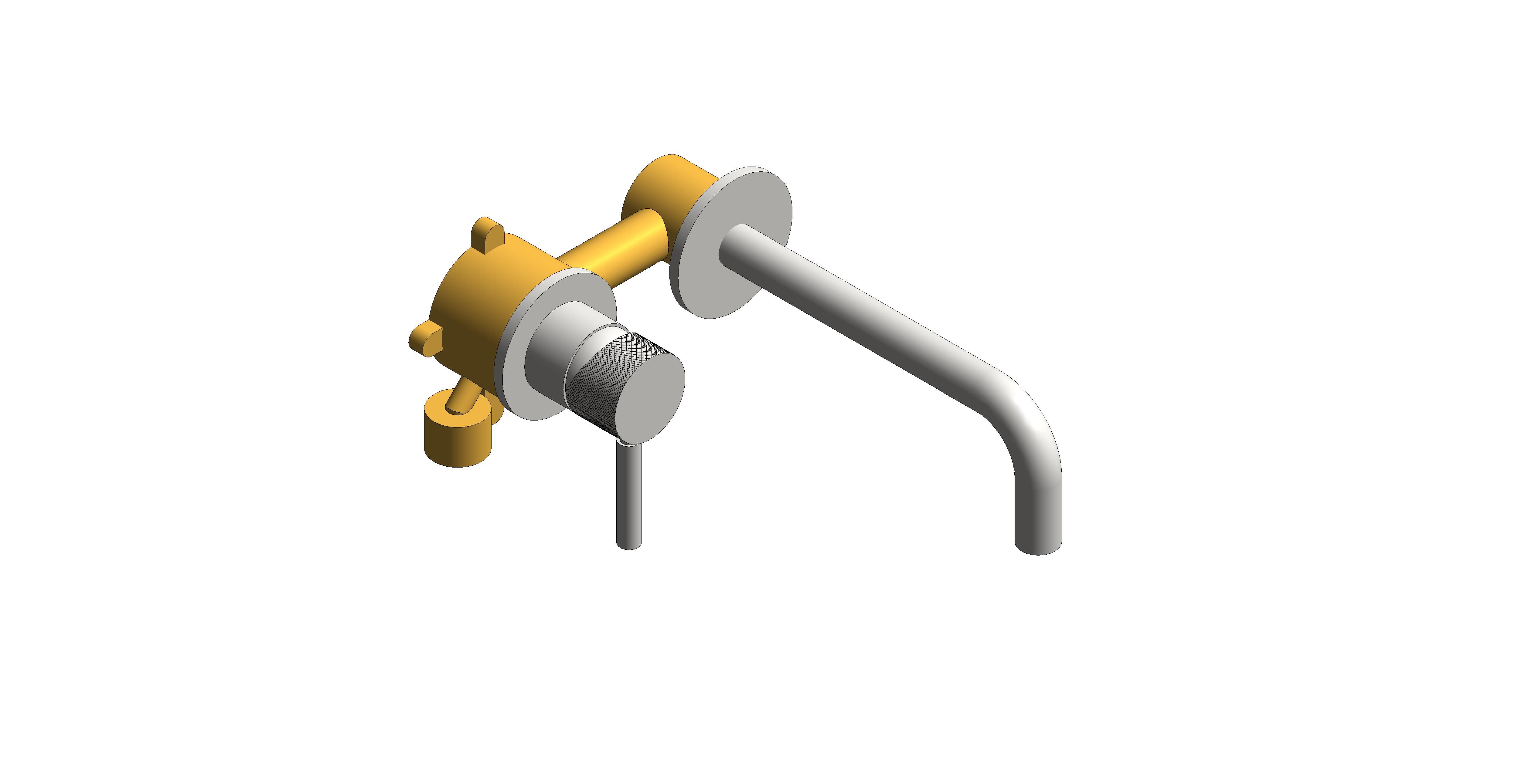 Product: KNURLED ACCENTS Slimline wall mounted basin mixer tap, finished in a brushed nickel with knurled accents (IND-ORI209SA-BRNK)
