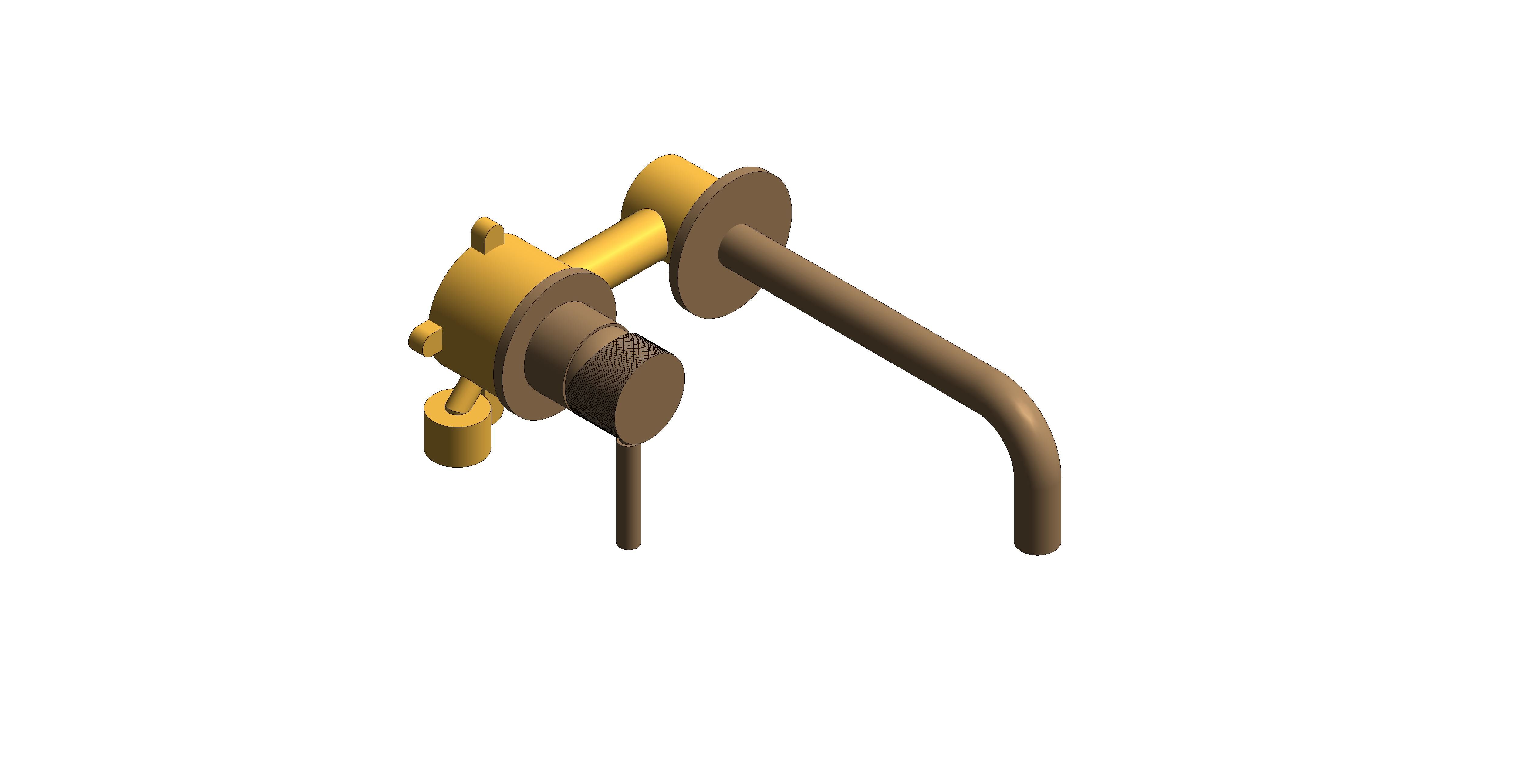 Product: KNURLED ACCENTS Wall mounted single lever basin mixer tap, in Brushed Bronze and knurled handle (IND-ORI209SA-BRZK)