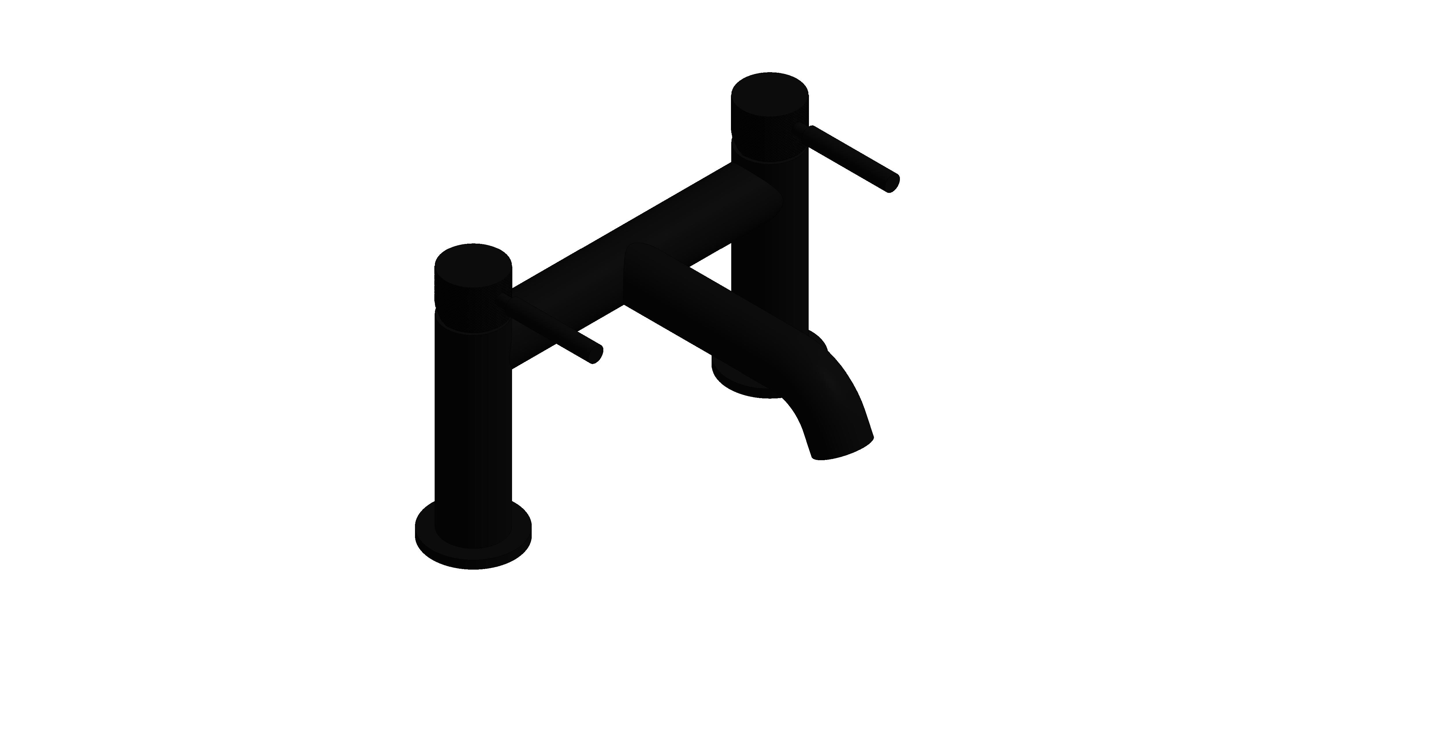 Product: KNURLED ACCENTS Bath filler tap finished in a brushed black with knurled accents (IND-ORI237-BLKK)