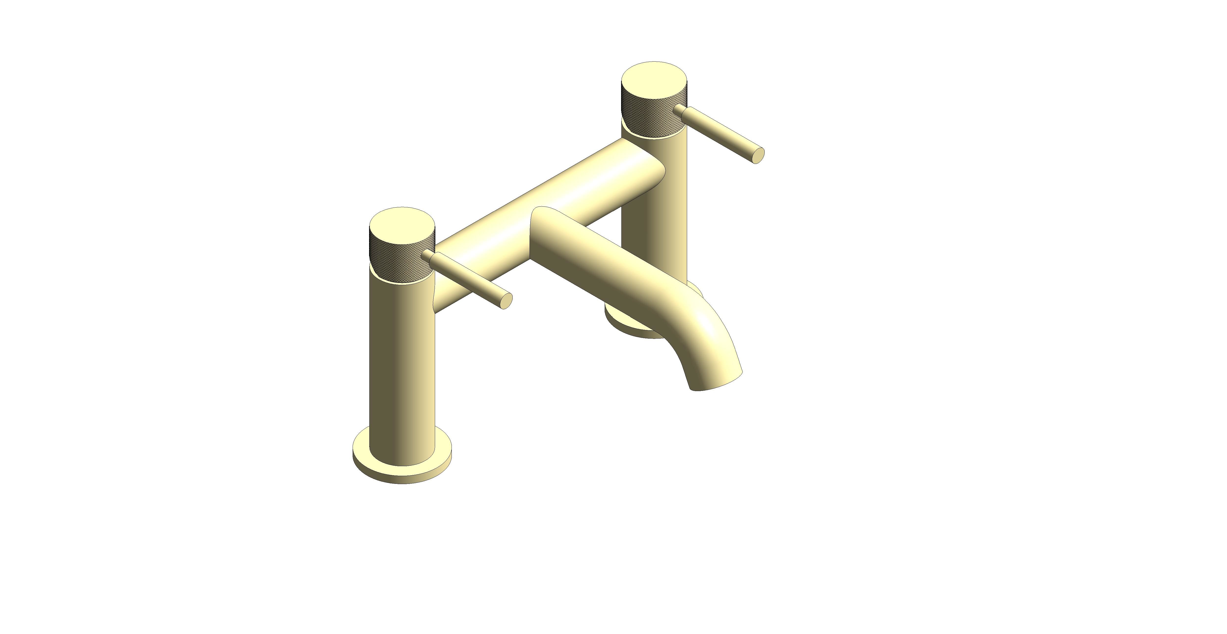Product: KNURLED ACCENTS Bath filler tap finished in a brushed gold with knurled accents (IND-ORI237-BRGK)