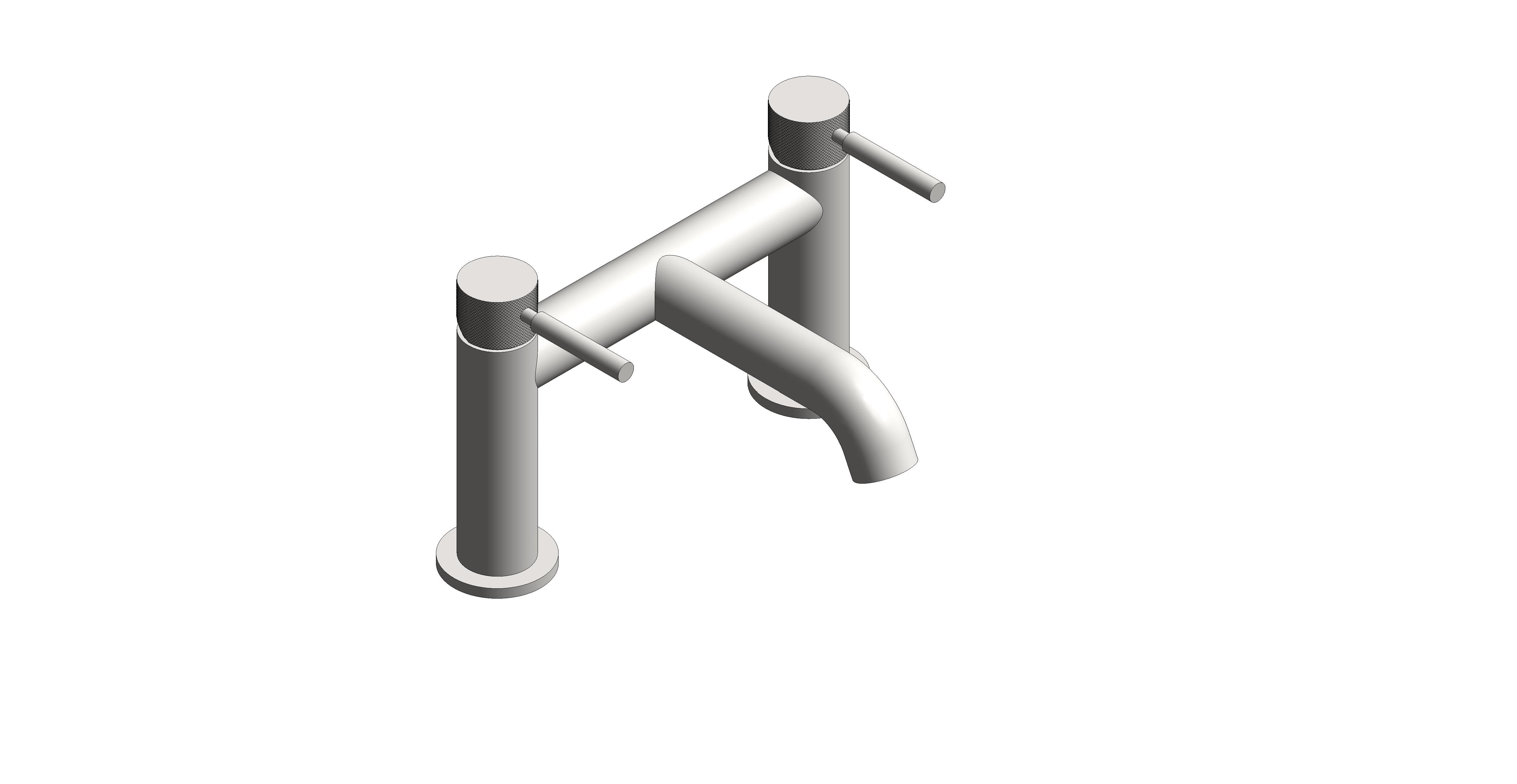 Product: KNURLED ACCENTS Bath filler tap finished in a brushed nickel with knurled accents (IND-ORI237-BRNK)