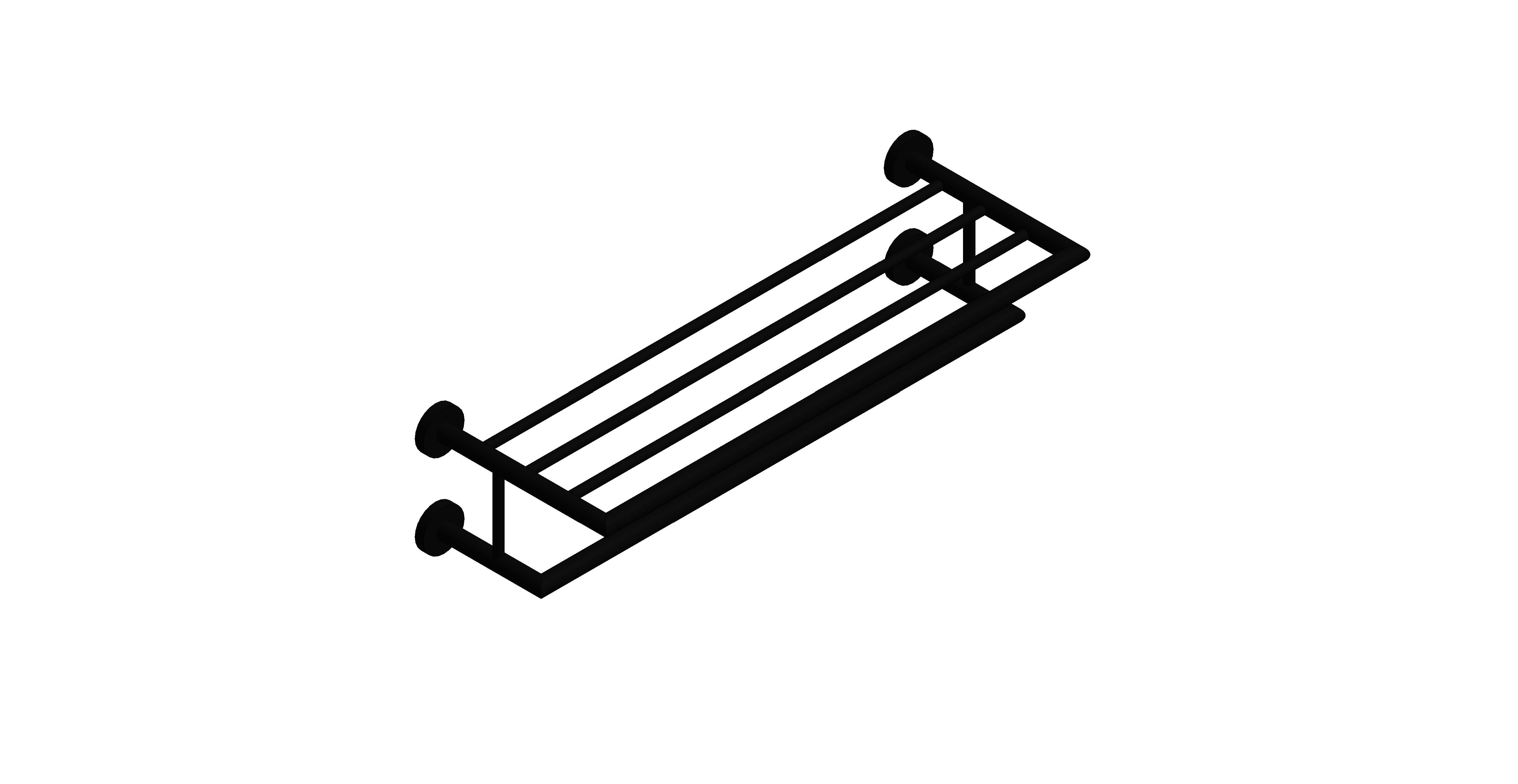 Product: SPA Bathroom Towel Shelf with Towel Rail, finished in a brushed black 600mm (24") (IND-SPA185B-BLK)