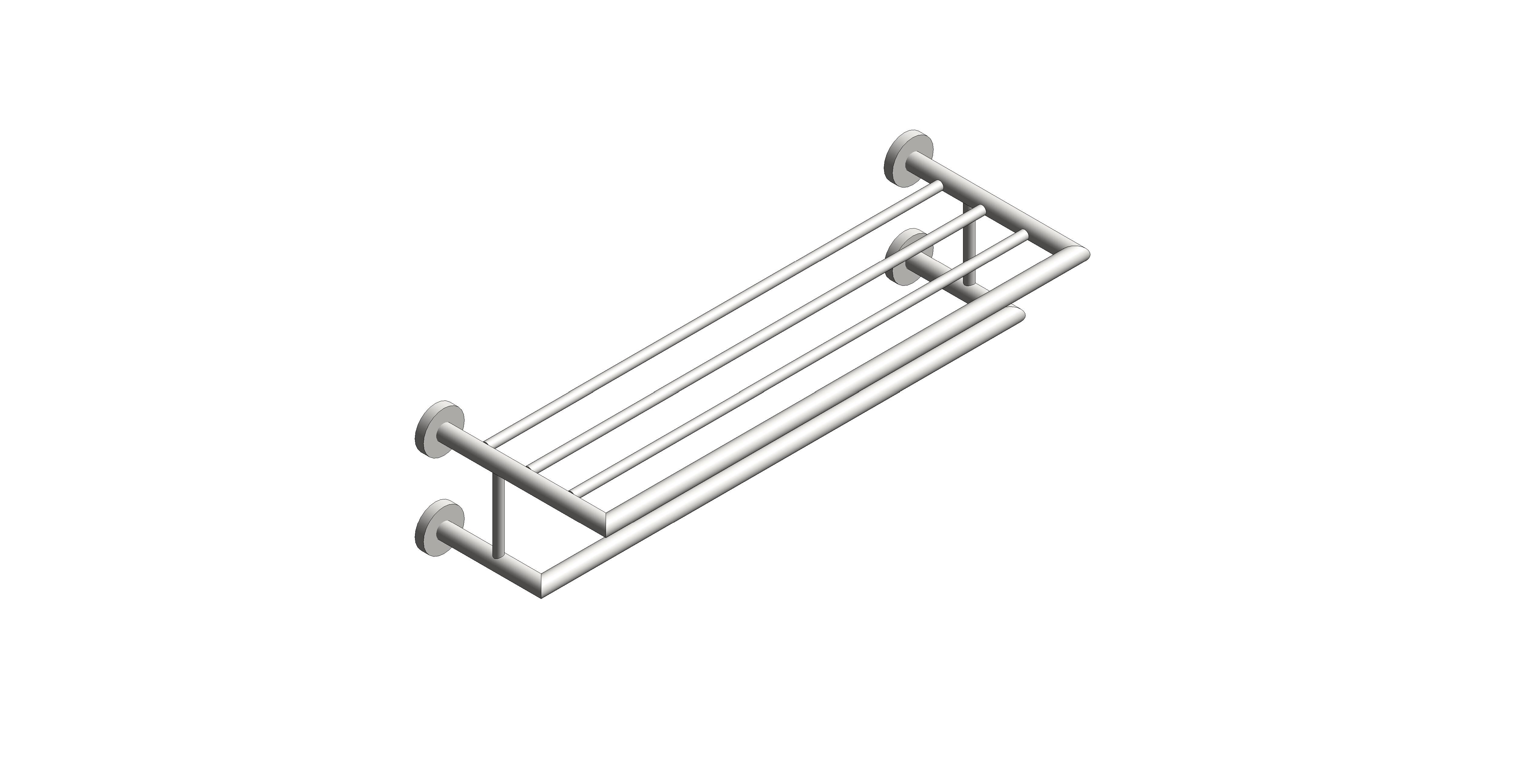 Product: SPA Bathroom Towel Shelf with Towel Rail, finished in a brushed nickel 600mm (24") (IND-SPA185B-BRN)