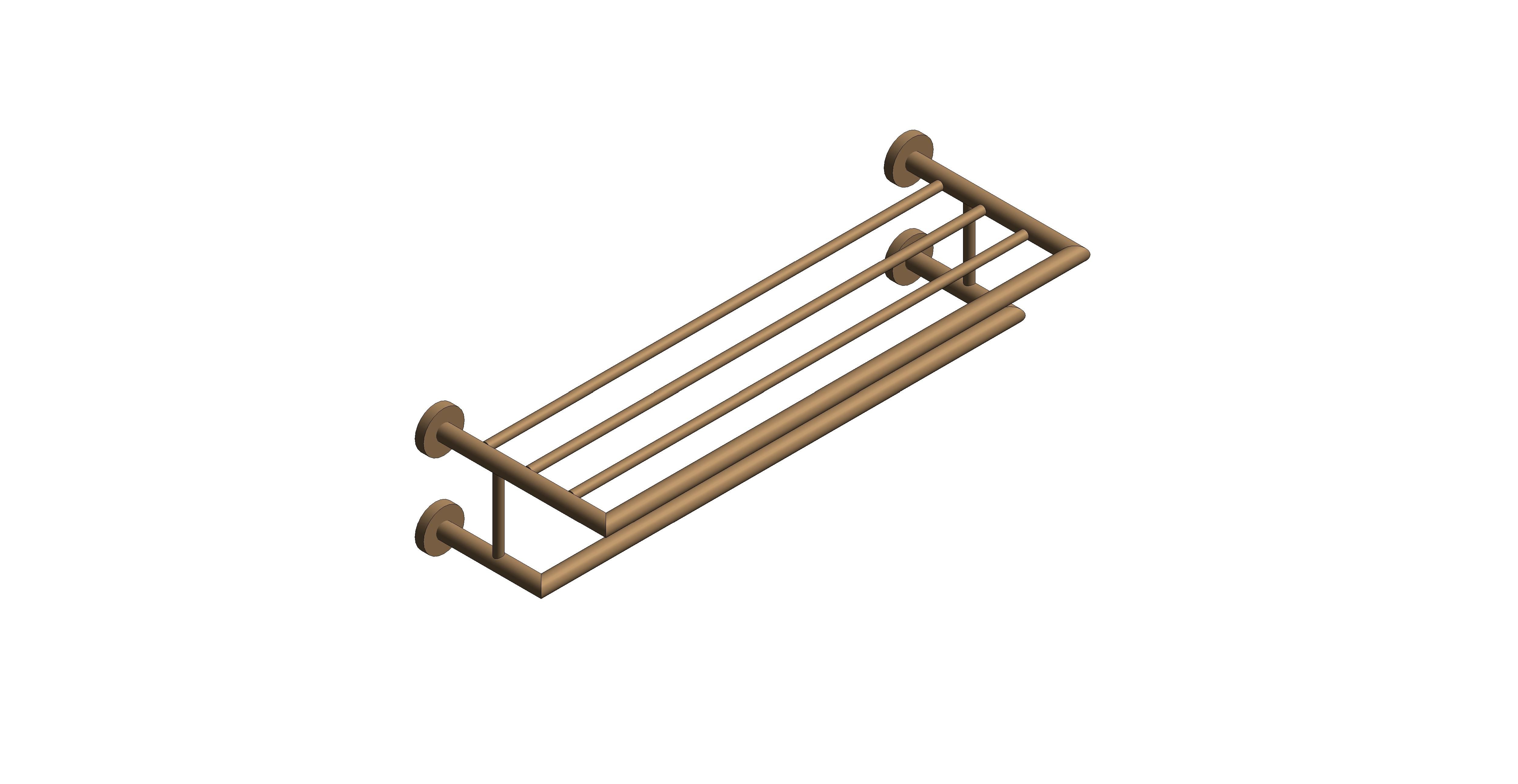 Product: SPA Bathroom Towel Shelf with Towel Rail finished in a brushed bronze 600mm (24"") (IND-SPA185B-BRZ)