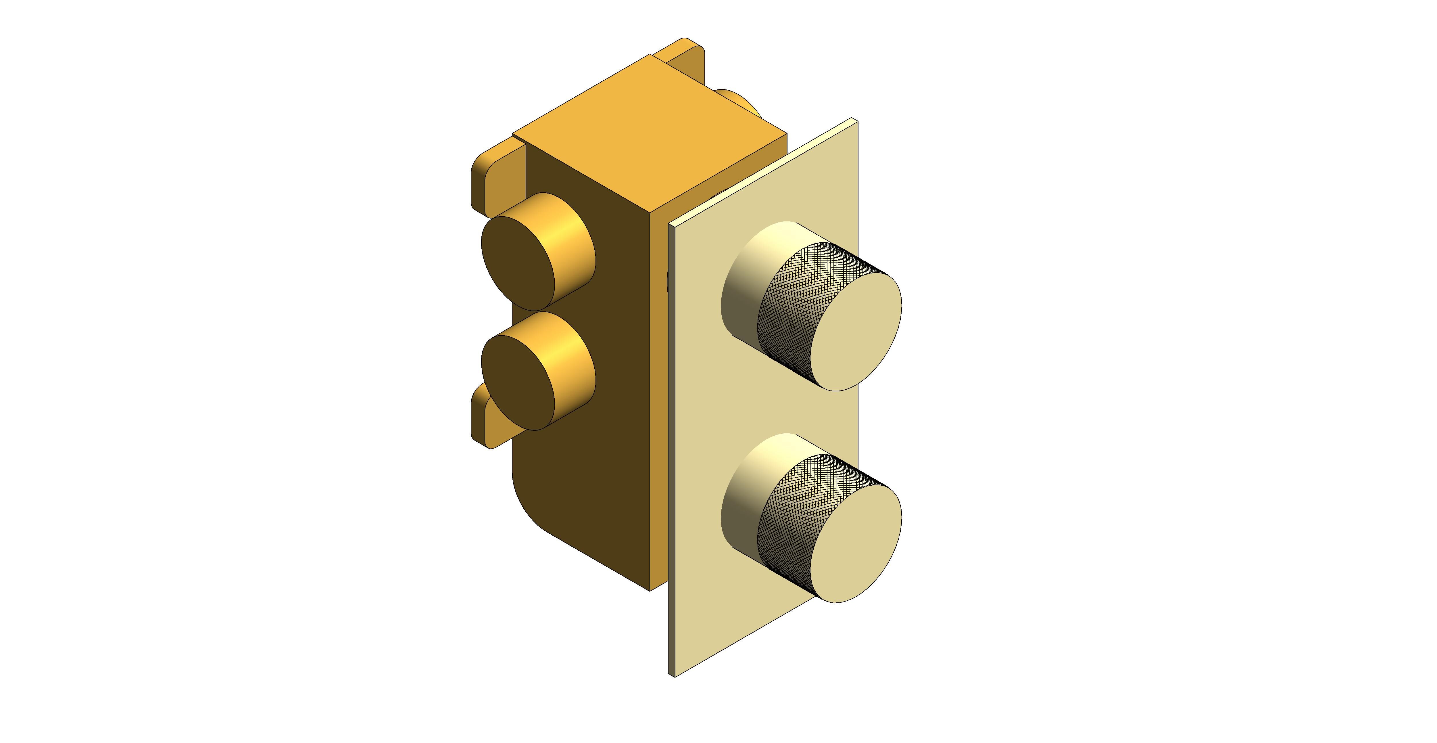 Product: KNURLED ACCENTS 2 Outlet Thermostatic Shower Valve, finished in a brushed gold with knurled accents (IND-T148/2-BRGK)