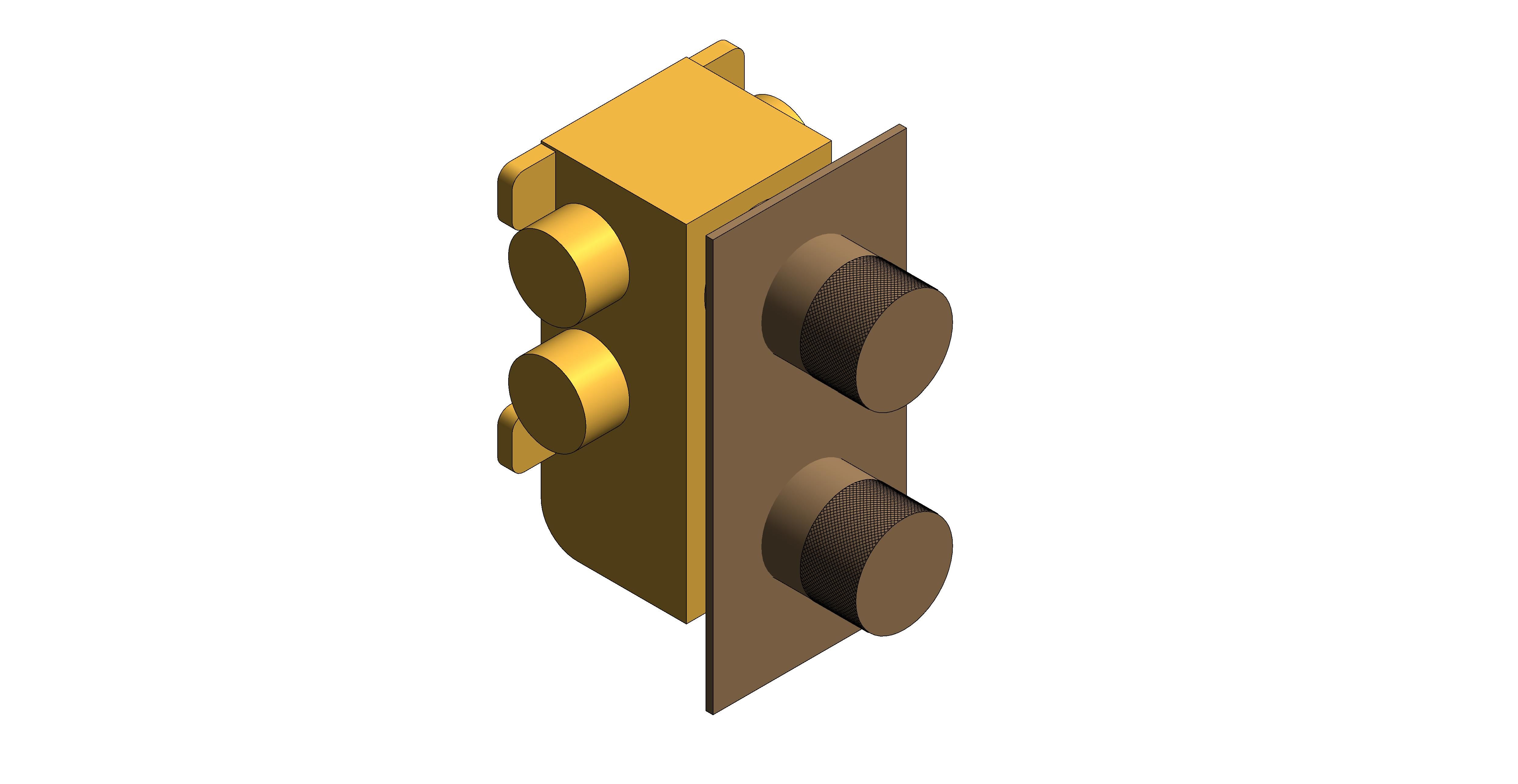 Product: KNURLED ACCENTS 2 Outlet Thermostatic Shower Valve, finished in a brushed bronze finish with knurled accents (IND-T148/2-BRZK)