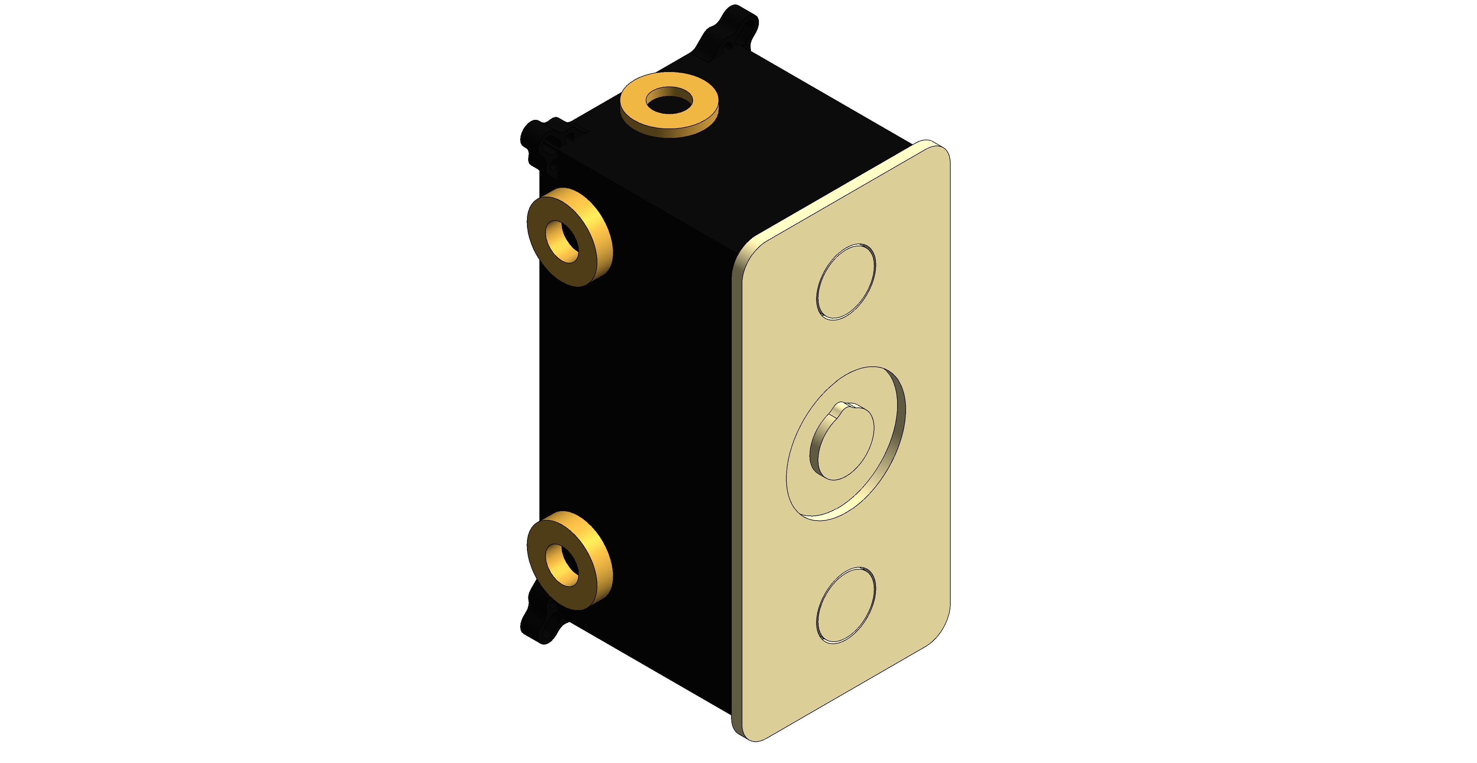 Product: ZONE 2 Outlet concealed thermostatic shower valve, with push button control in brushed gold (IND-Z128/2-BRG)