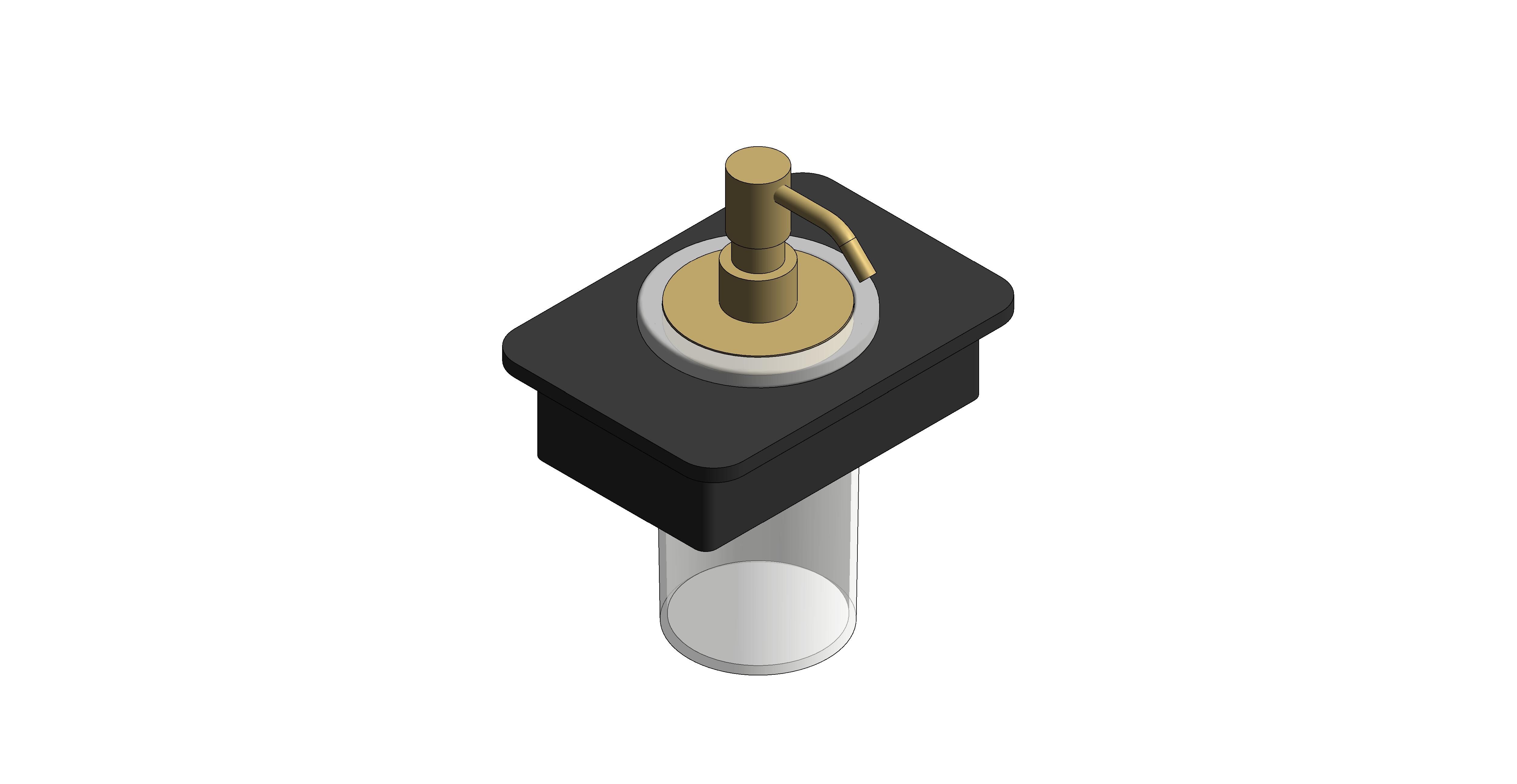 Product: MUSE Satin Brass Soap Dispenser with 150mm Black Glass Shelf (MUS-082B-BLK-SBR)