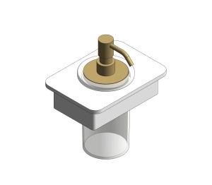 Product: MUSE Satin Brass Soap Dispenser with 150mm White Glass Shelf (MUS-082B-WHT-SBR)