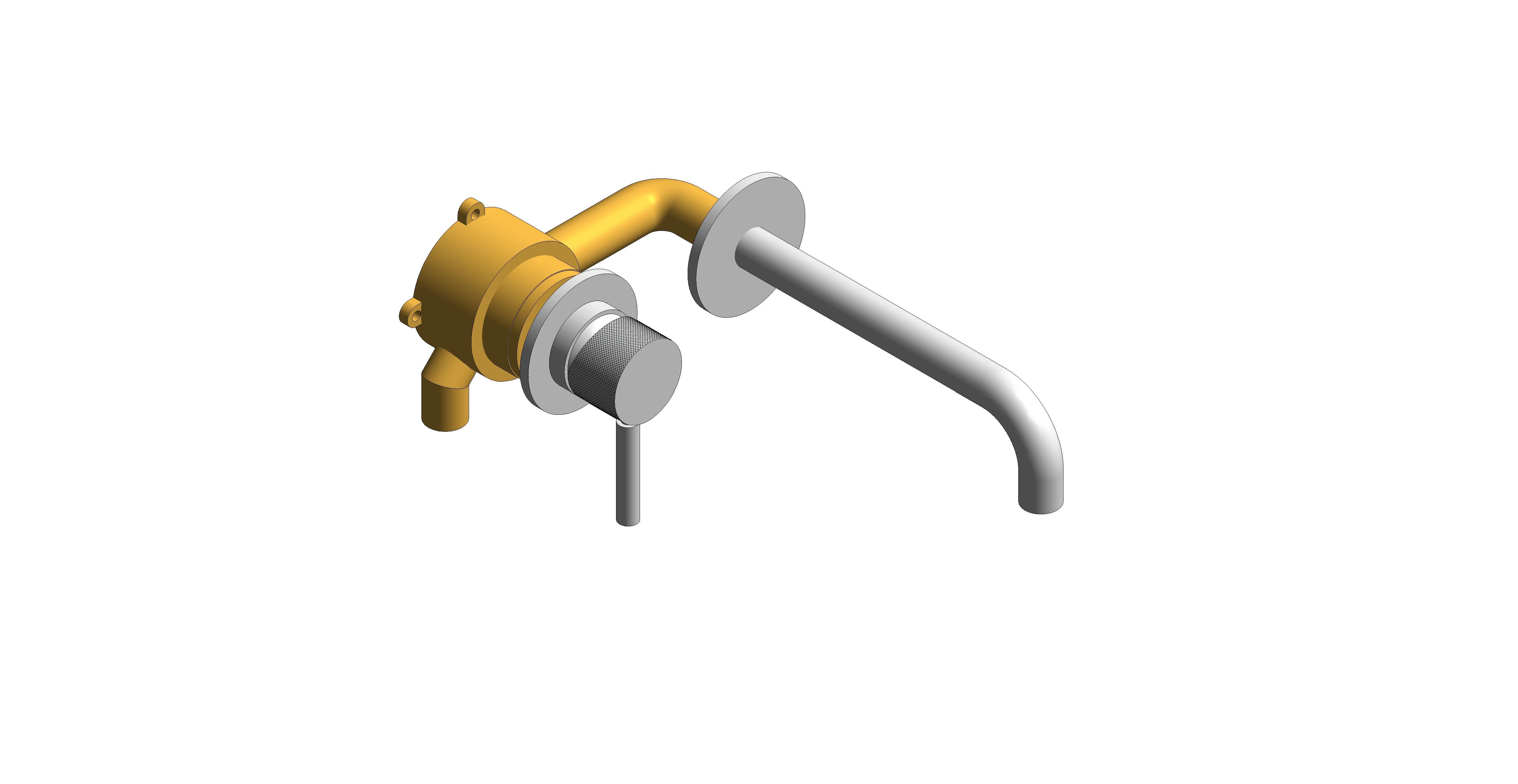 Product: KNURLED ACCENTS Slimline wall mounted basin mixer tap, finished in a high-shine polished chrome with knurled accents (ORI-209S/A-CPK)