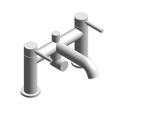 Product: KNURLED ACCENTS Bath mixer tap with shower kit, finished in a high-shine polished chrome with knurled accents (ORI-230+K-CP)