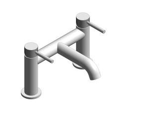 Product: KNURLED ACCENTS Bath filler tap finished in a high-shine polished chrome with knurled accents (ORI-237-CPK)