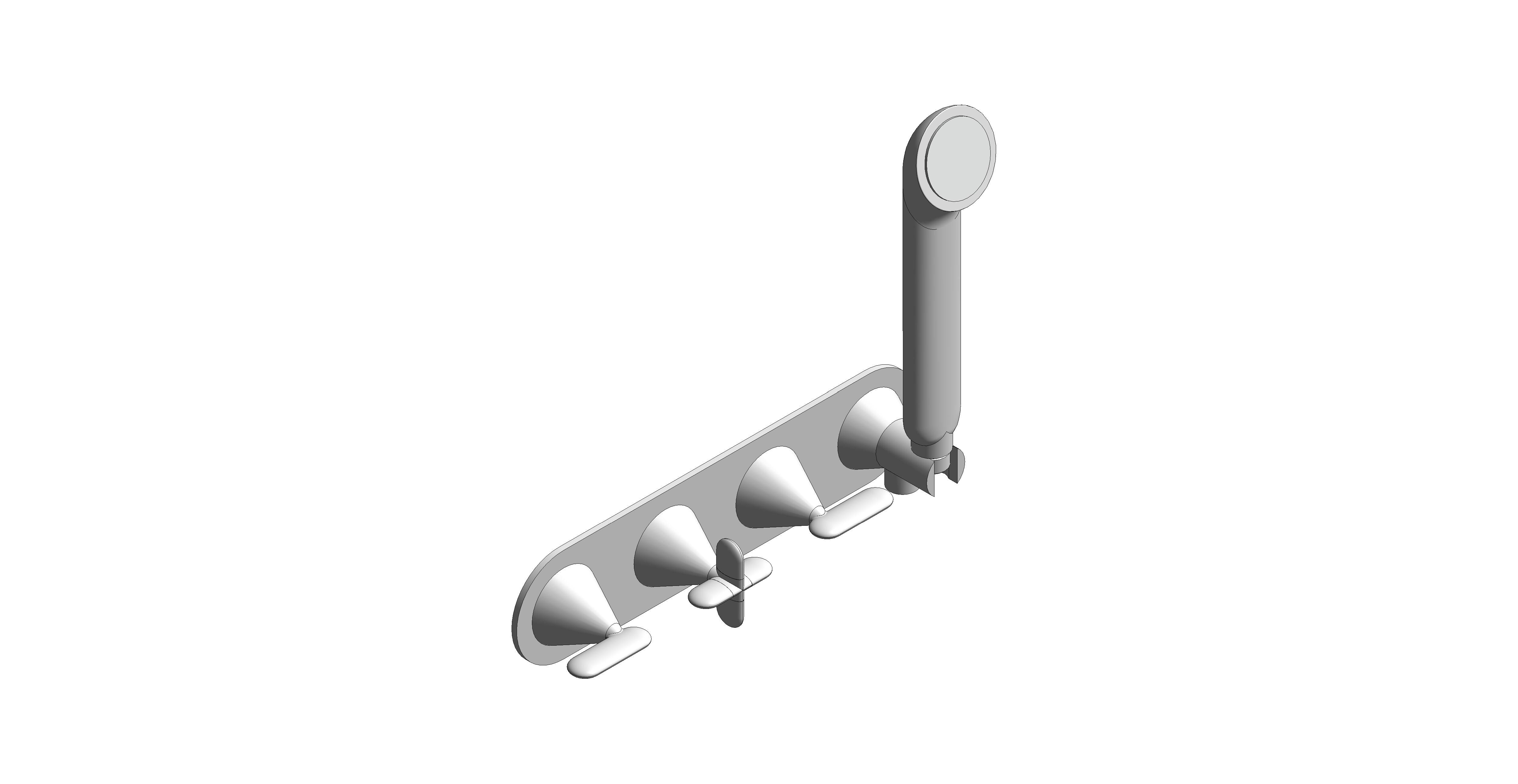 Product: TABLET ARRONDI Tablet 3 Outlet, 3 Handle Concealed Thermostatic Valve for Bath with Integrated Outlet and Handset, finished in a high-shine polished chrome (TAB-128/3WO-B-ARR-CP)