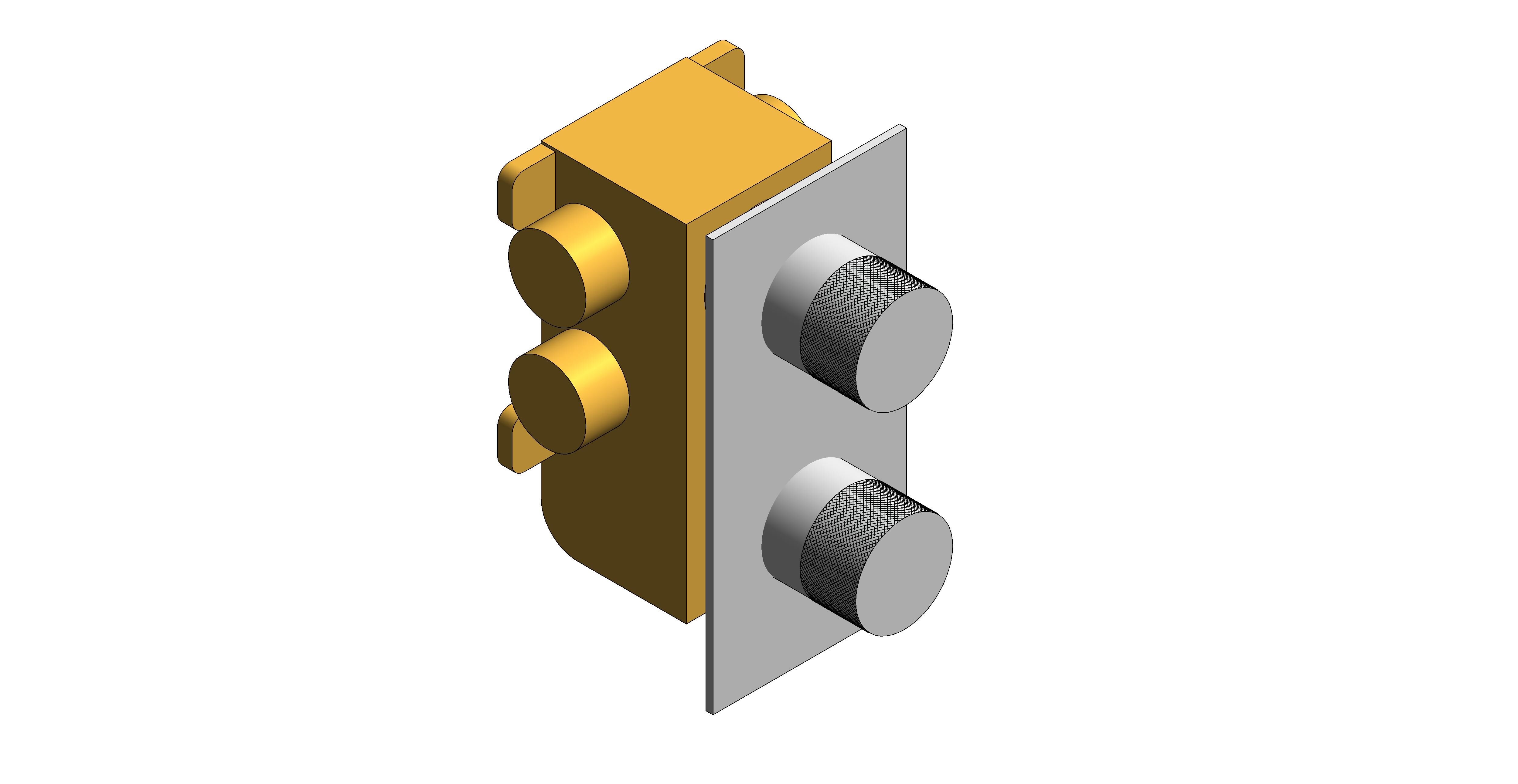 Product: TABLET KNURLED ACCENTS 2 Outlet Thermostatic Shower Valve with All-Flow function, finished in a high-shine polished chrome with knurled accents (TAB-148/2-CPK)