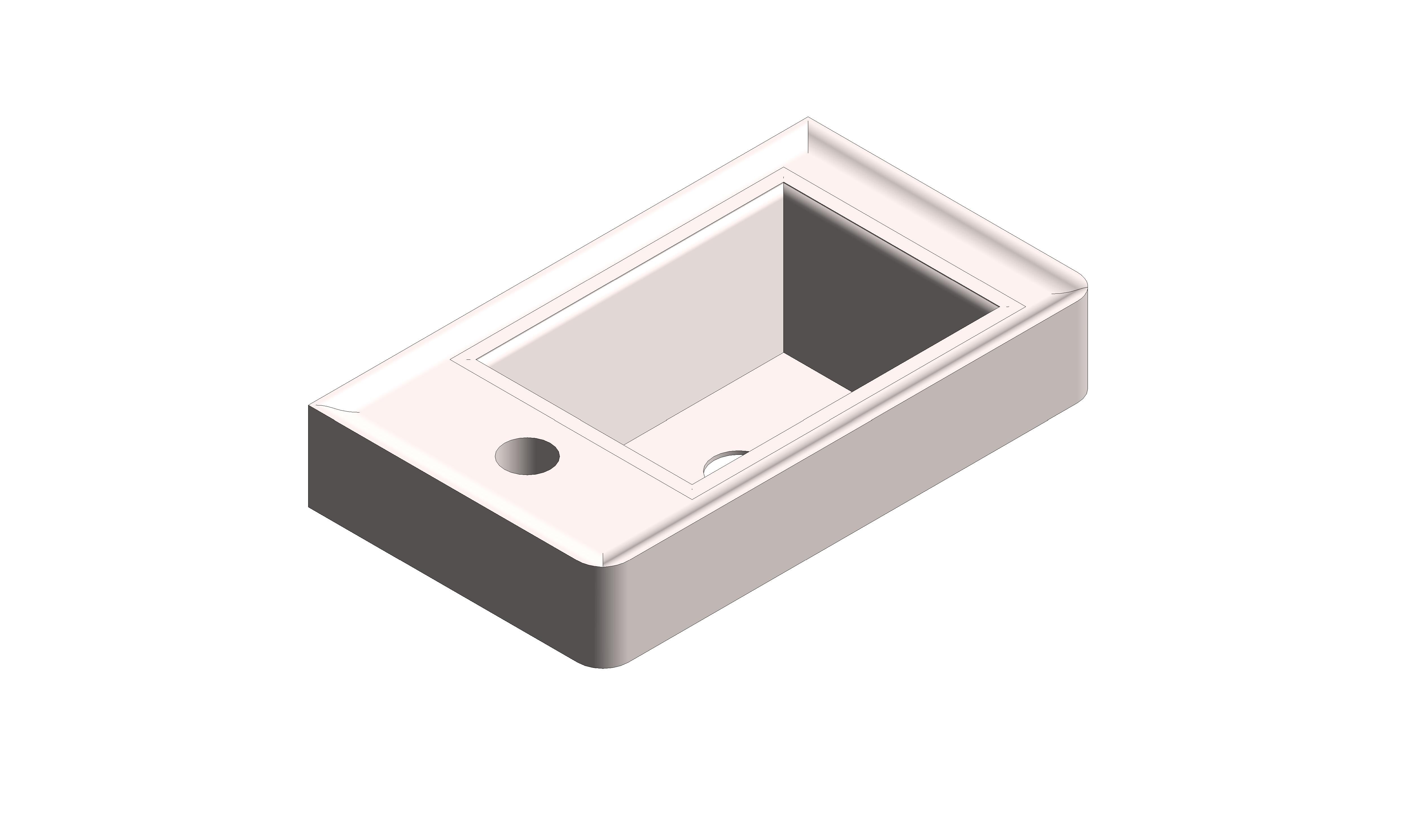 Product: CAMEO 400mm Cloakroom Basin, mineral cast, left tap hole (CAM-BM4L-PC)