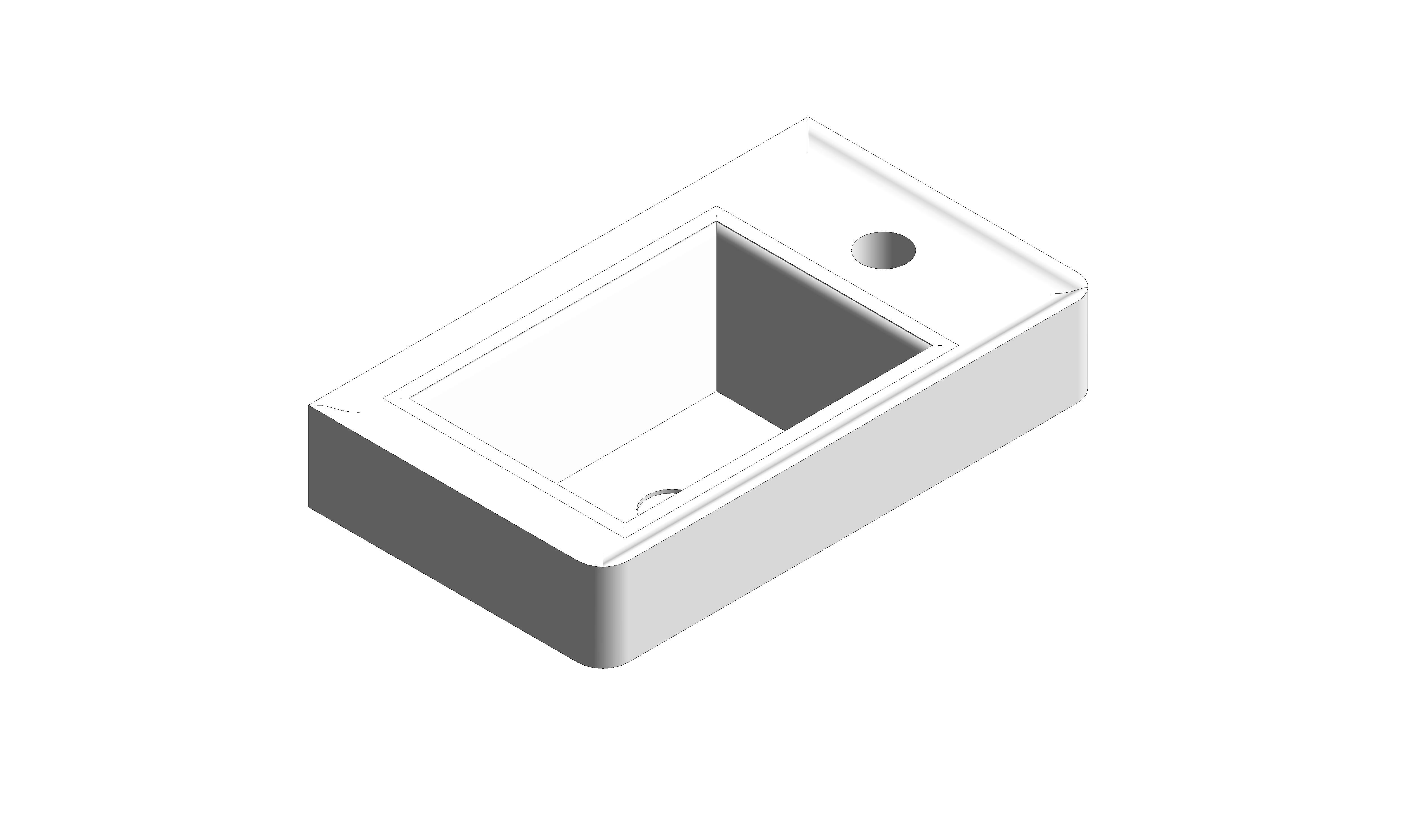 Product: CAMEO 400mm Cloakroom Basin, mineral cast, right tap hole (CAM-BM4R-AW)