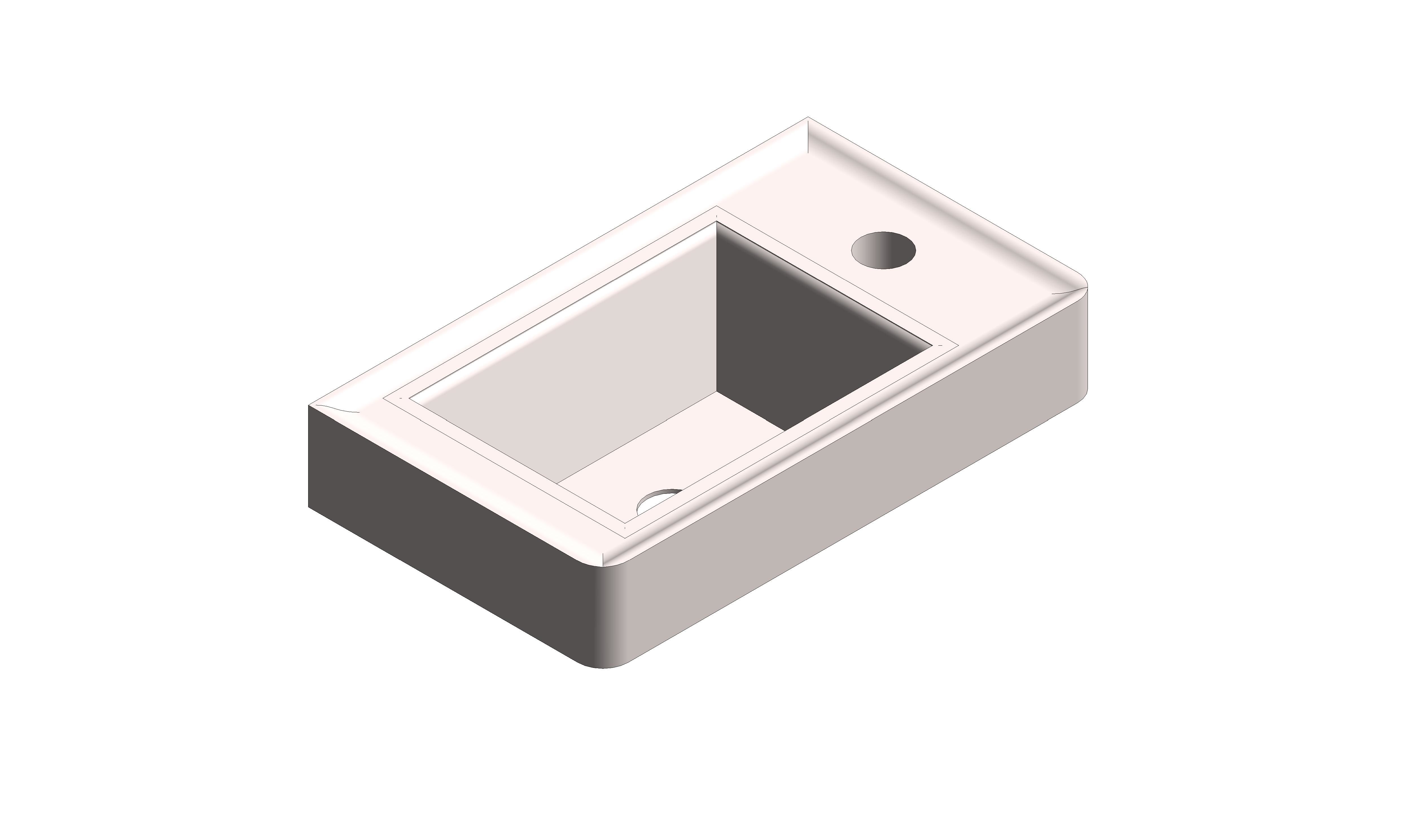Product: CAMEO 400mm Cloakroom Basin, mineral cast, right tap hole (CAM-BM4R-PC)