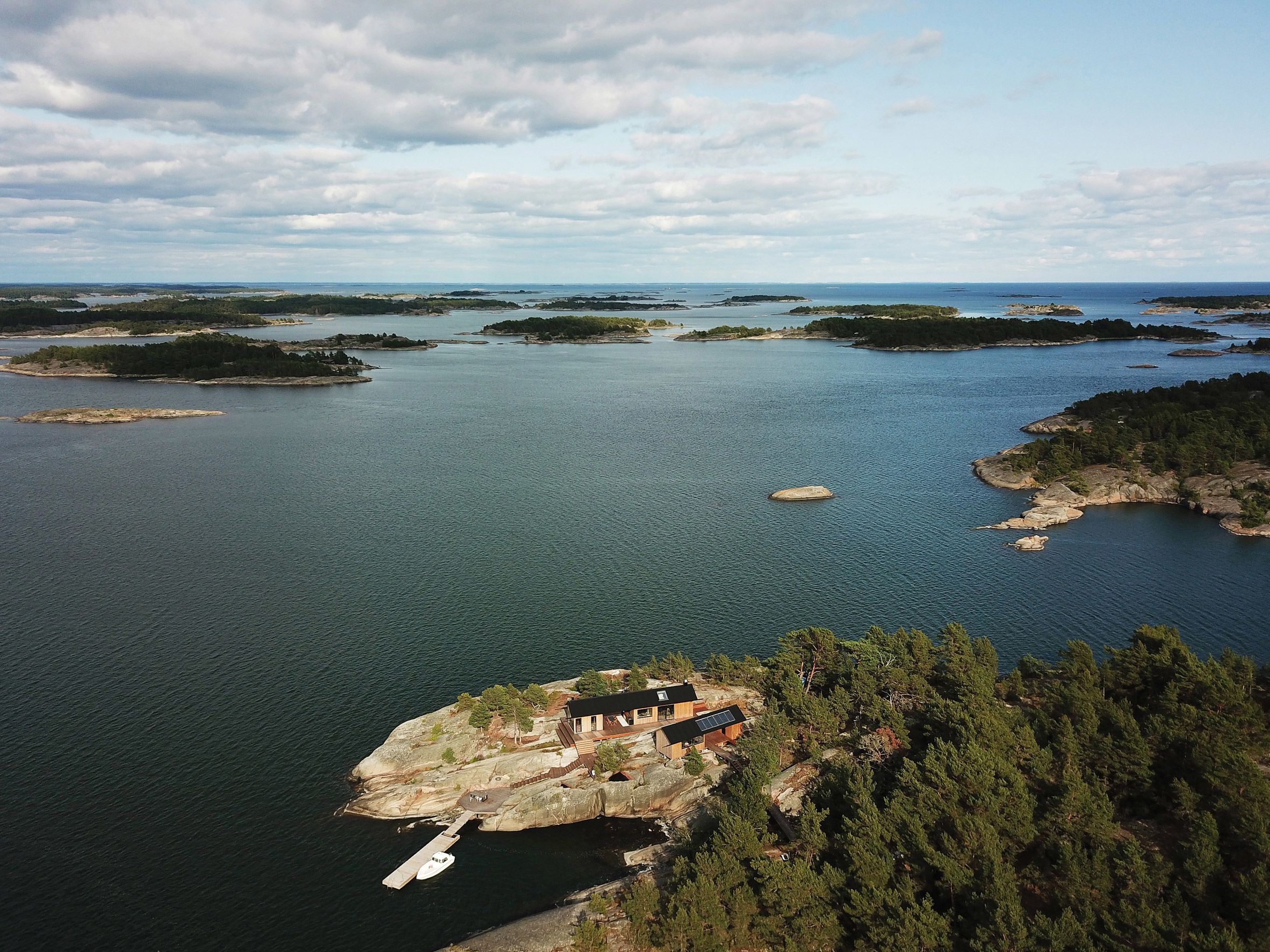 cabins on island in Finland
